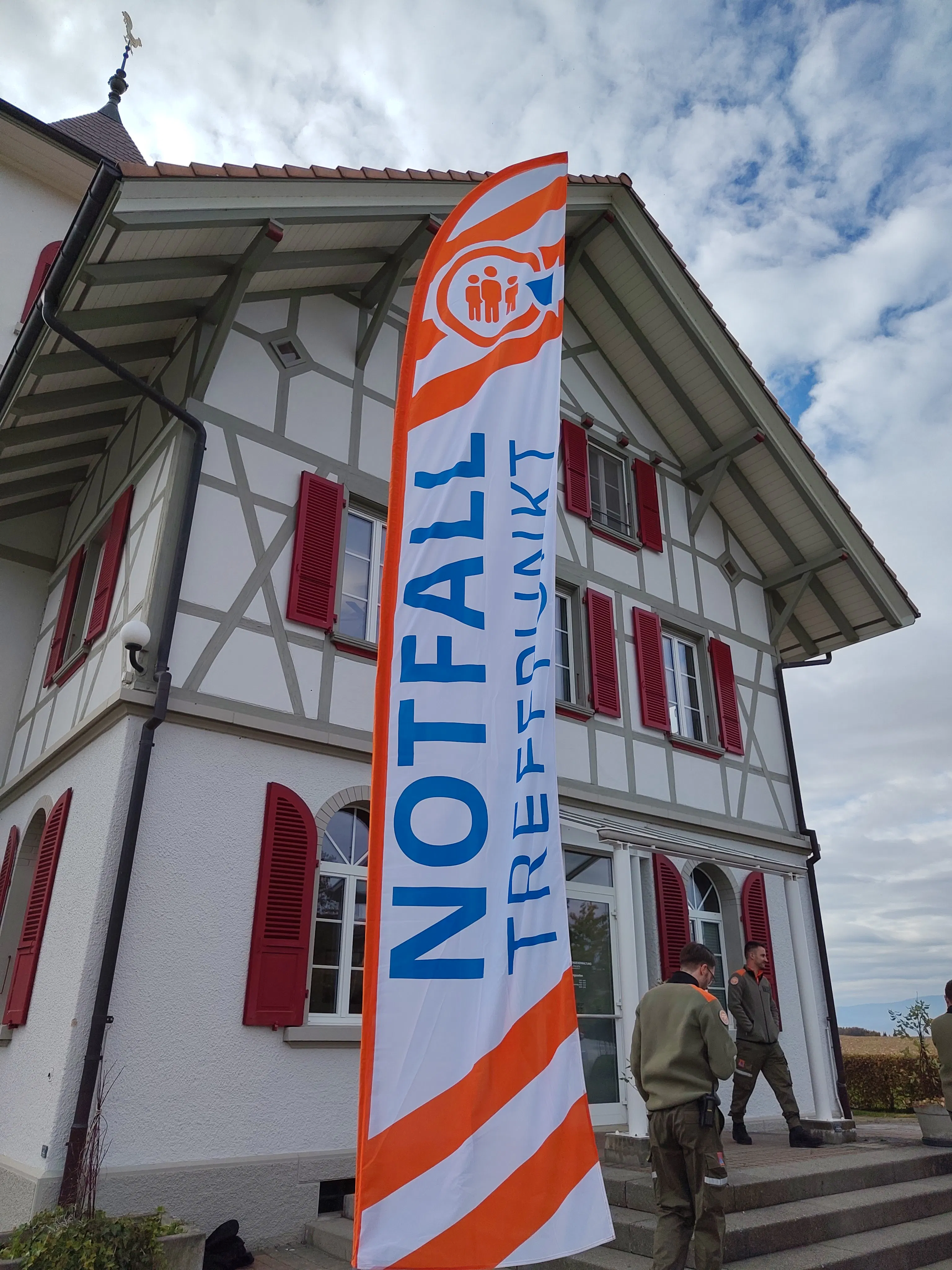 Notfalltreffpunkt Detligen während der Verbundsübung vom 13. Oktober 2026 (Bild aus der Medienmitteilung des Kantons Bern, zum Download bereitgestellt)